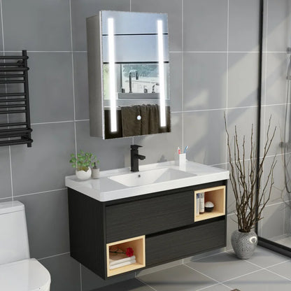 LED Illuminated Anti-fog Wall Mounted Mirror Cabinet Touch Switch with Shaver Socket,500x700MM