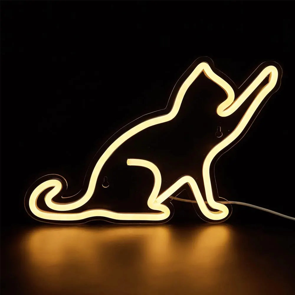Cat LED Neon Sign Neon Light USB Powered Night Light, 3D Wall Art Decor Neon Signs for Bedroom Living Room Decor Holiday Gift