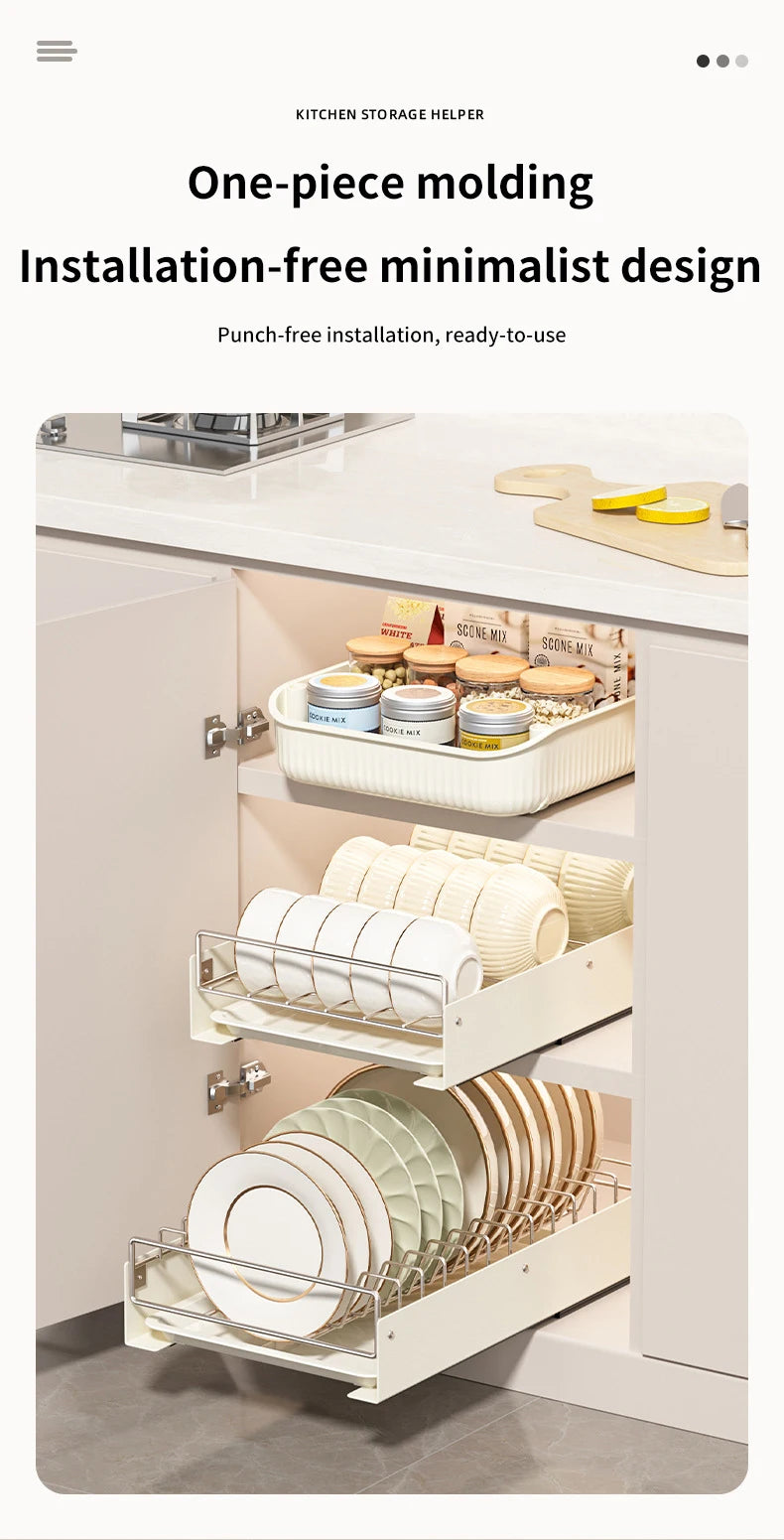 Drain Pull Out Dish Racks Slideable Stainless Steel Bowl Rack Cabinet Tray Storage Holder Kitchen Basket Plate Drain Shelf Rack