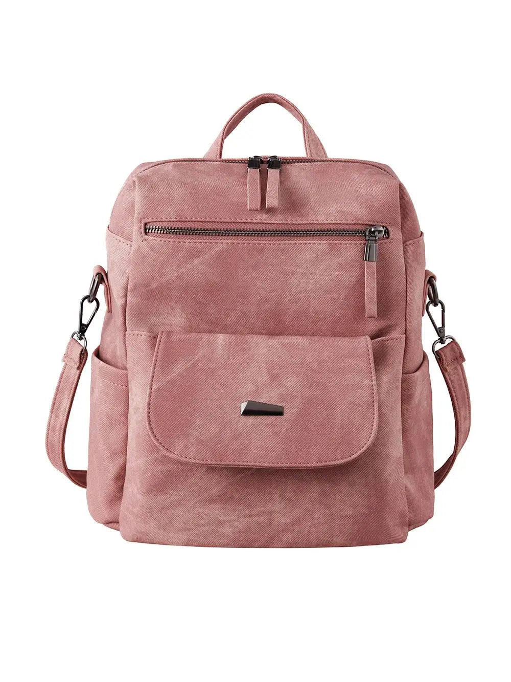 Vintage PU Leather Backpack with Adjustable Detachable Shoulder Straps for Women Girls