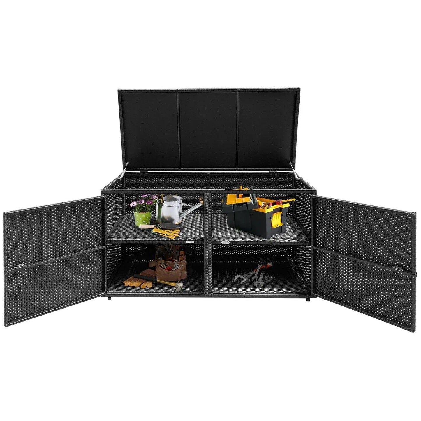 GOFLAME Outdoor PE Wicker Storage Box 330L Garden Patio Storage Container