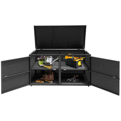 GOFLAME Outdoor PE Wicker Storage Box 330L Garden Patio Storage Container