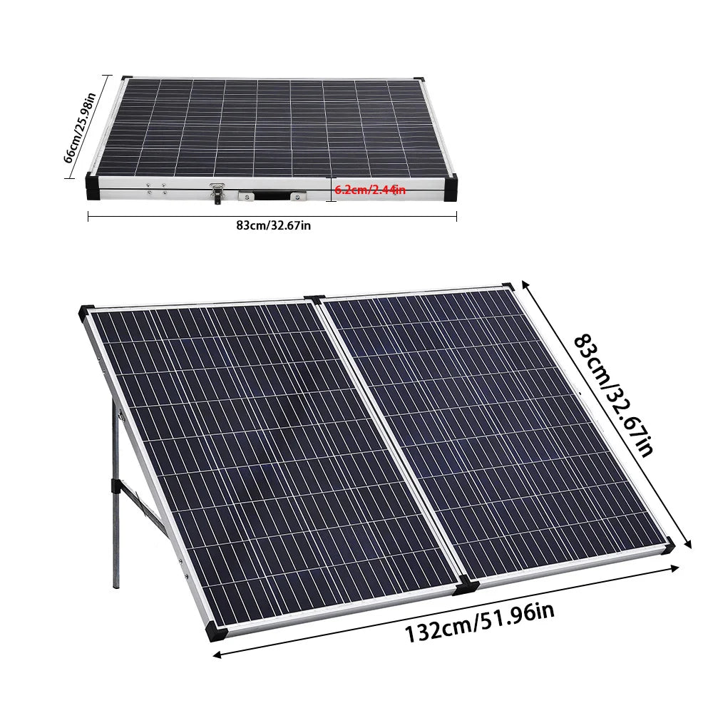 160W 12V Portable Folding Solar Panel Kit For Caravan RV Marine Trailer Camper