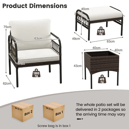 GOFLAME 5 Piece Patio Conversation Set Outdoor Wicker Chair Set w/ Ottomans