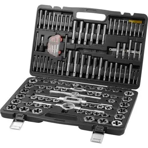 Tap and Die Set, 116-Piece Include Metric and SAE Size, Bearing Steel Taps and Dies, Essential Threading Tool for cutting