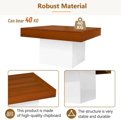 70W *70D*40H cm Coffee Table - Square Wooden Center Table, LED Lights, APP Control, Easy to Clean