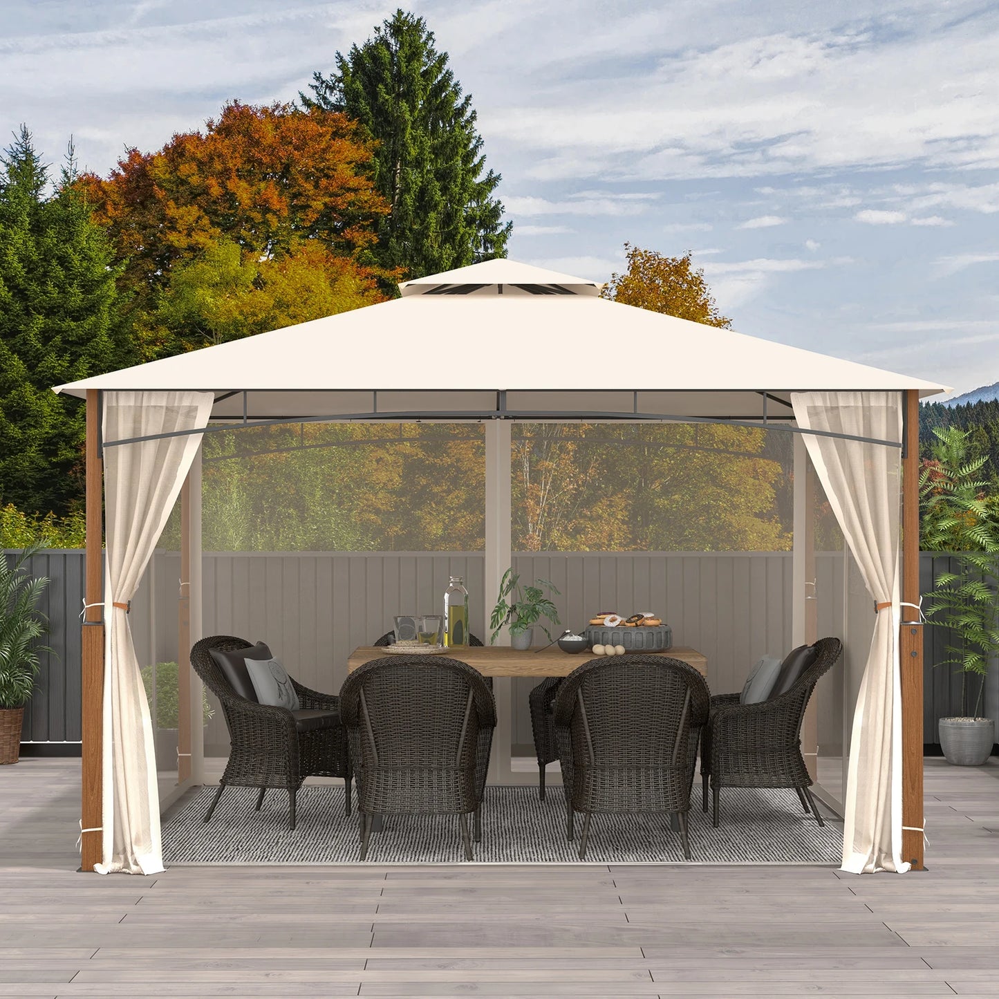 GOFLAME 360 CM x 300 CM Patio Gazebo, Heavy Duty Gazebos Shelter Party Tent w/ Sun &Waterproof Vented Top