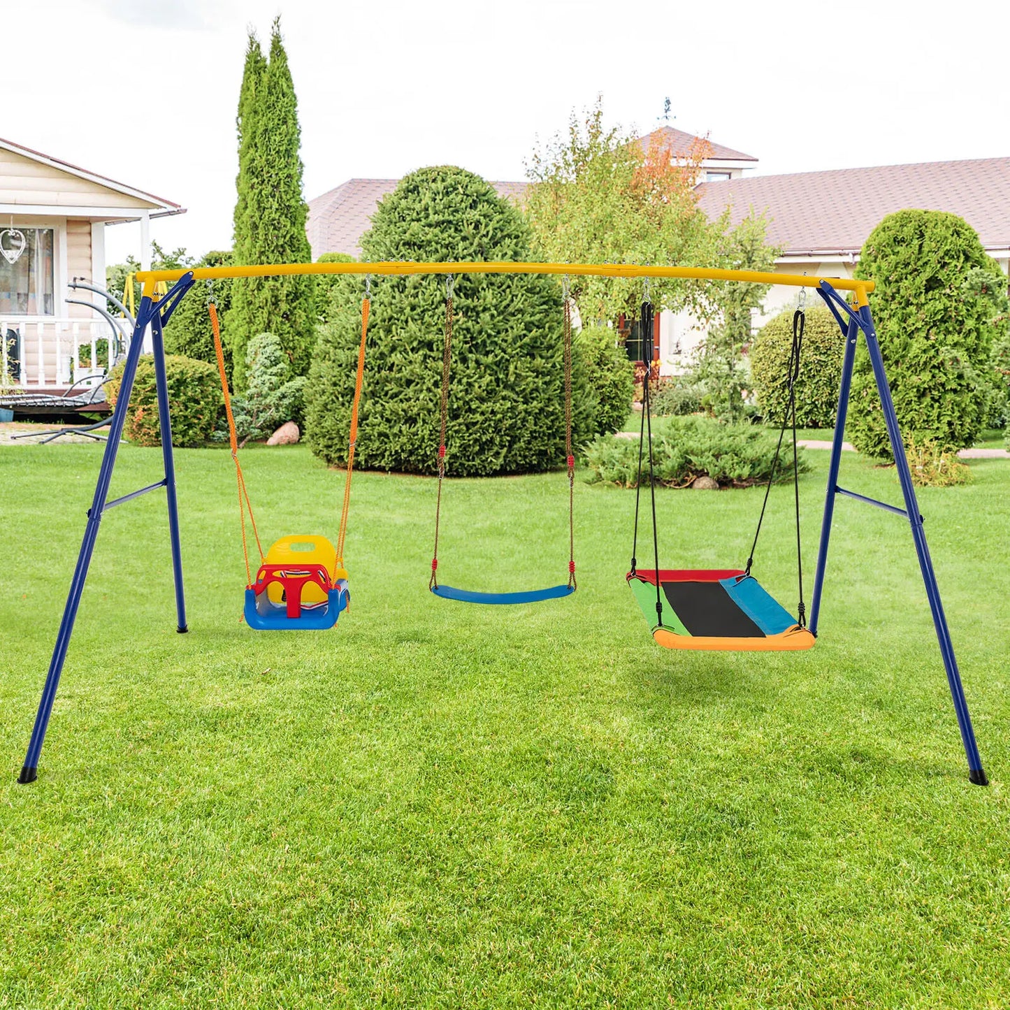 ERGOMASTER 300 kg Heavy Duty Swing Set Backyard Kids Swing Set Indoor & Outdoor Playset