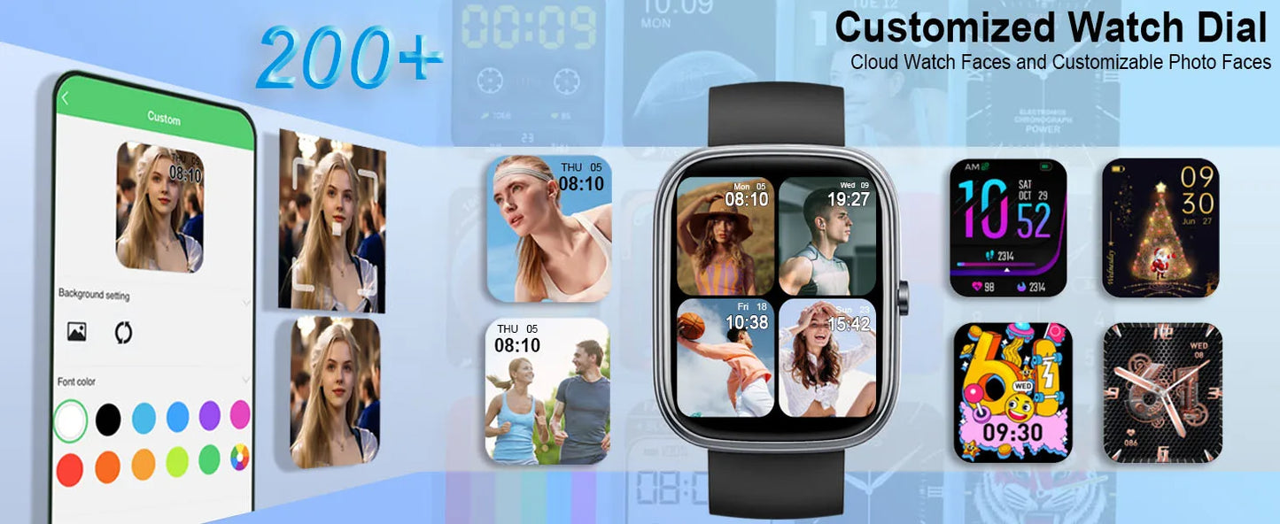 Smart Watch, 1.91" Smartwatch (Answer/Make Call), IP68 Waterproof Fitness Tracker, 110+ Sport Modes, Heart Rate and Sleep Monit