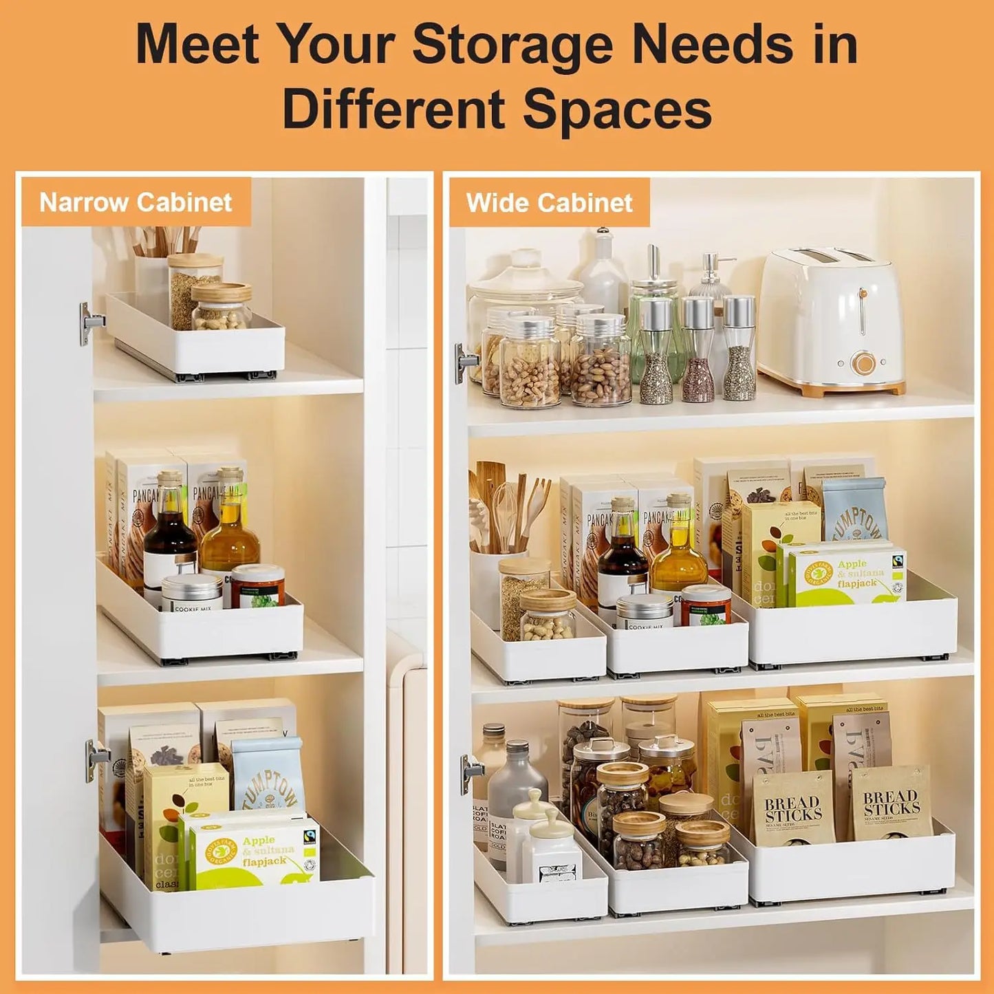 Kitchen Drawer Storage Rack Pull Out Cabinet Organizer with Slide Rails Spice Seasoning Bottle Storage Rack For Kitchen Pantry