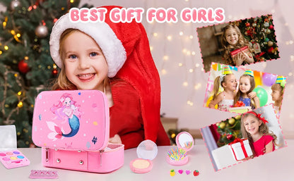 Kids Makeup Sets for Girls Washable Make up Starter Kit Princess Pretend Play Makeup Girls Toys with Cosmetic Bag Birthday Gift