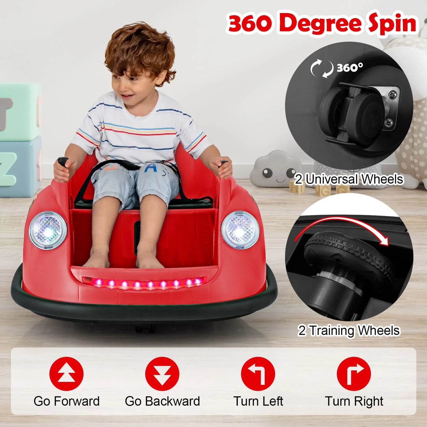 DORTALA Ride on Bumper Car Kids 12V Battery Powered Electric Toy Vehicle-Red