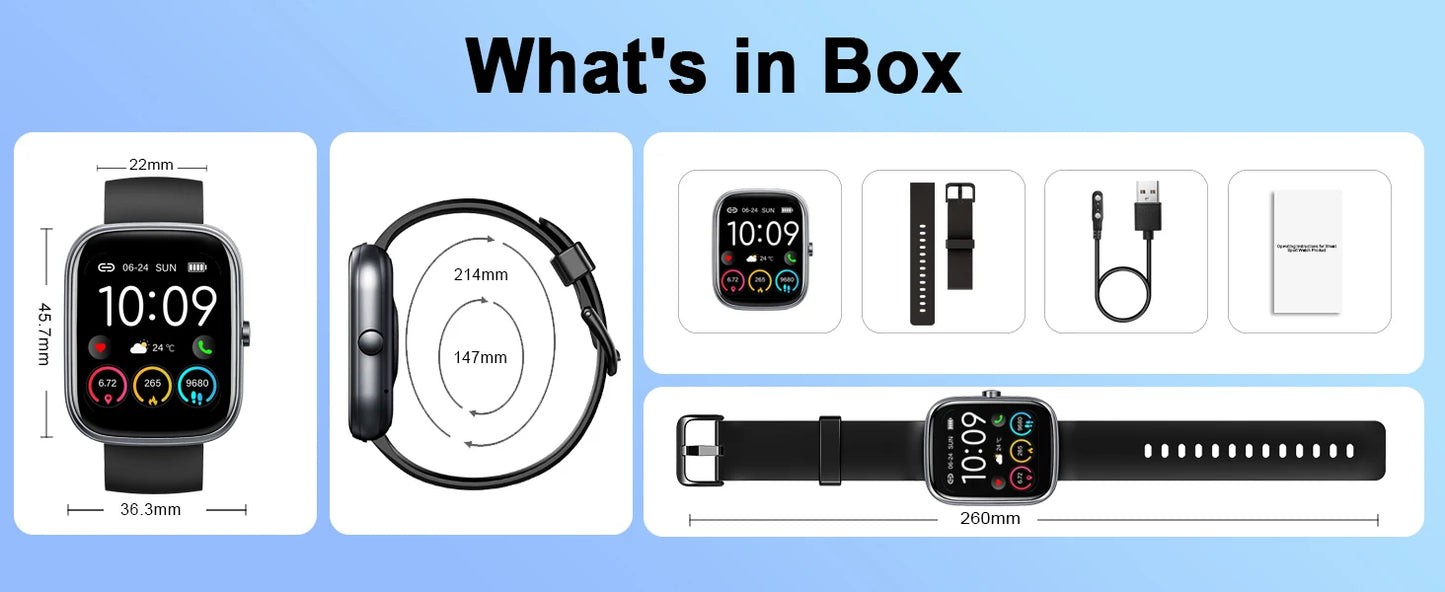 Smart Watch, 1.91" Smartwatch (Answer/Make Call), IP68 Waterproof Fitness Tracker, 110+ Sport Modes, Heart Rate and Sleep Monit