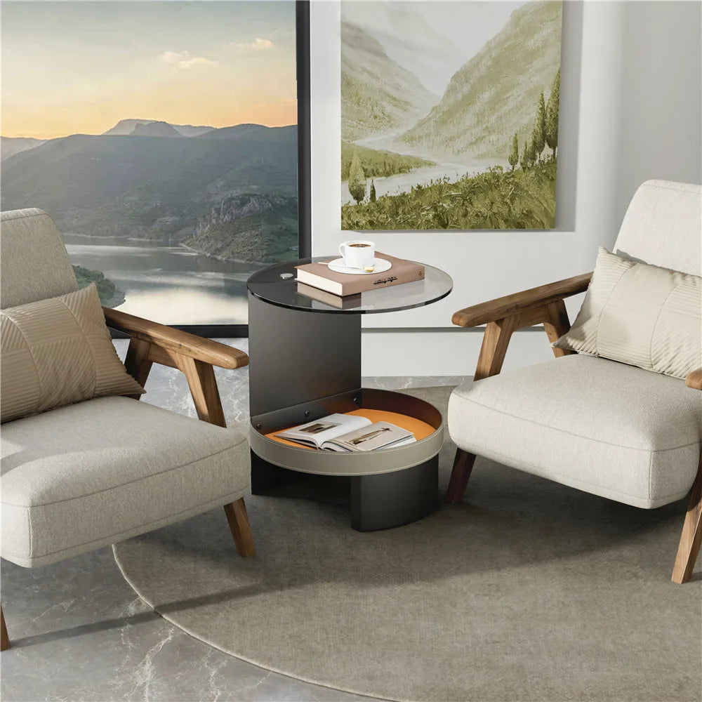 Wisfor Glass Coffee Tables for Living Room Round Coffee Tables Modern Circle Coffee Table for Small Space Home