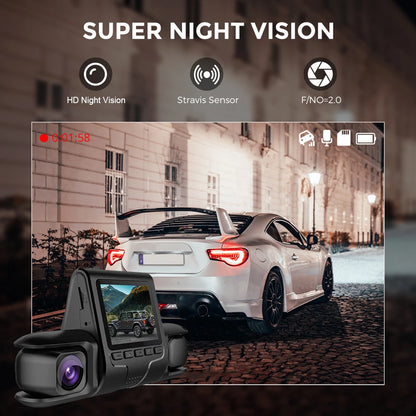 3 Lens Car DVR Dash Cam HD 1080P Dash Camera G-Sensor Auto Video Recorder 24H Parking Monitoring Dashcam Car Front Rear Camera