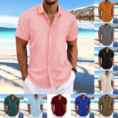 Cotton / Linen Striped Jacquard Shirts