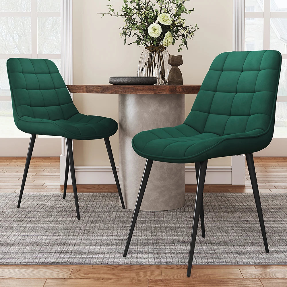 2 Pcs Velvet Upholstered Dining Chairs with Metal Legs for Living Room, Garden, Kitchen, Bedroom