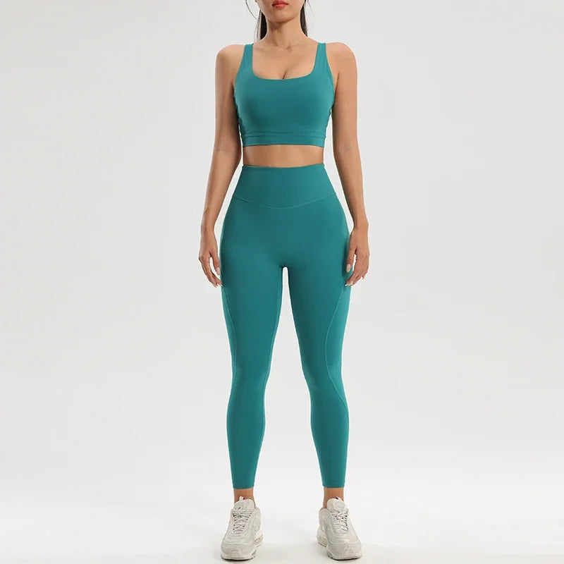 Women's Gym Two Piece Set Yoga Bra Underwear Tight Training Pants Bottom Pants Fitness Clothing Fitness Pants Set Exercise Set