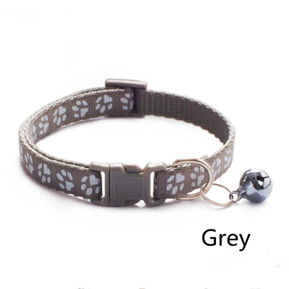 Pet Collar With Bell Cartoon Footprint Colorful for Dogs, Puppy, Cast. Adjustable Safety Bell Ring .