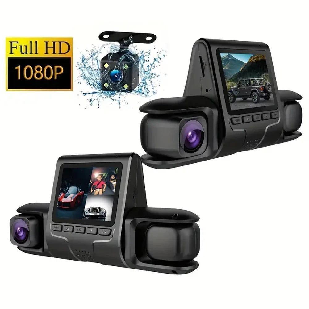 3 Lens Car DVR Dash Cam HD 1080P Dash Camera G-Sensor Auto Video Recorder 24H Parking Monitoring Dashcam Car Front Rear Camera
