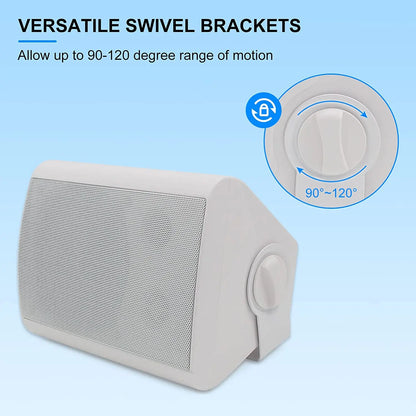Herdio 2PCS 5.25'' 300W Indoor Outdoor Bluetooth Speakers Waterproof Wired Wall Mount Active Speakers For Patio Garage Deck Home