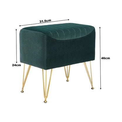 Green Multifunctional Household Soft Channel Velvet Stool with Gold Legs