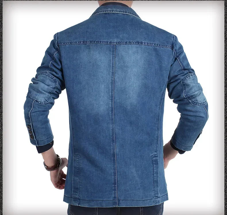 Mens Denim Slim Fitting Blazer Coats