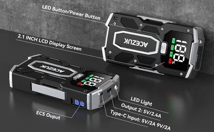 12800mAh Car Jump Starter Portable Power Bank Car Battery Booster 12V Car Starting Device for Petrol 7.0L Diesel 5.5L