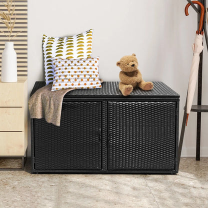 GOFLAME Outdoor PE Wicker Storage Box 330L Garden Patio Storage Container
