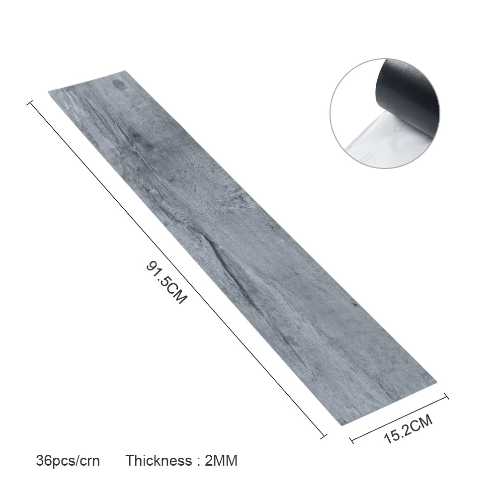Livingandhome 36pcs Rustic Lifelike Wood Grain Self-adhesive PVC Flooring Laminate Flooring Planks for Home Decor