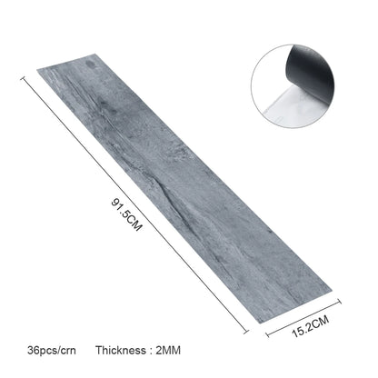 Livingandhome 36pcs Rustic Lifelike Wood Grain Self-adhesive PVC Flooring Laminate Flooring Planks for Home Decor