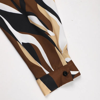 Modern Abstract Print Long-Sleeved Dress