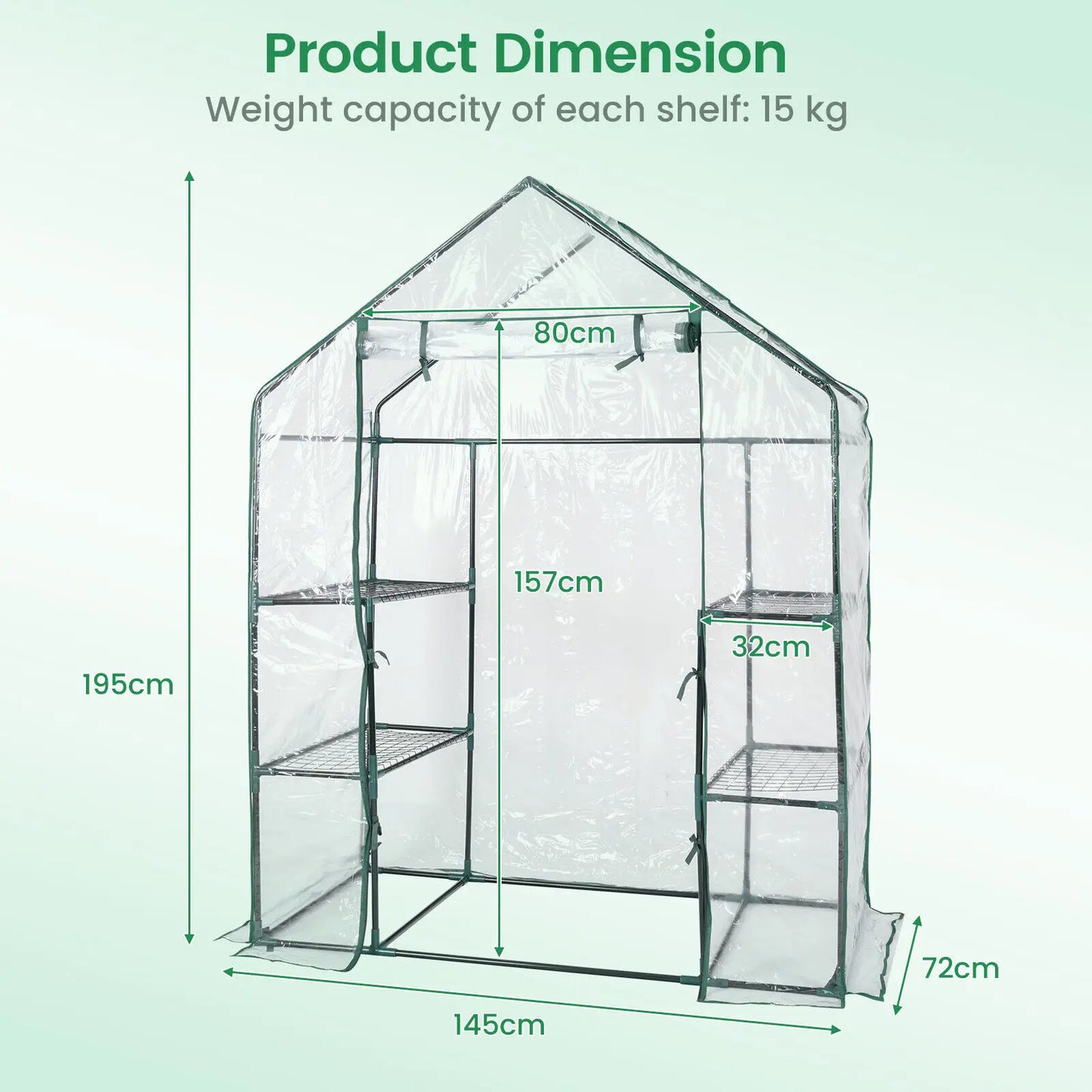 GOFLAME Portable Mini Walk-in Greenhouse Heavy-Duty Winter Hot House w/4 Shelves