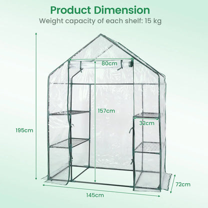 GOFLAME Portable Mini Walk-in Greenhouse Heavy-Duty Winter Hot House w/4 Shelves