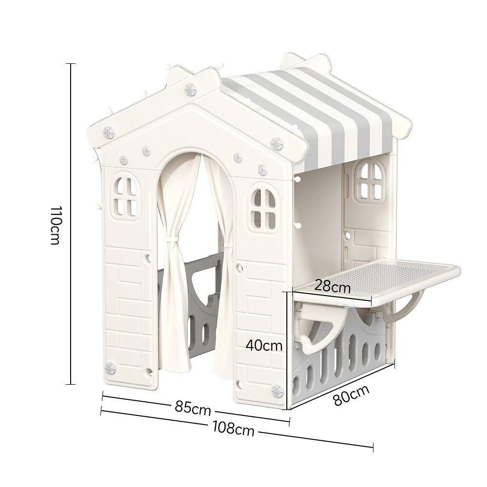 Kids Plastic Playhouse for Indoor Outdoor, Portable Game Cottage with Curtain, Gift Playhouse for Kids
