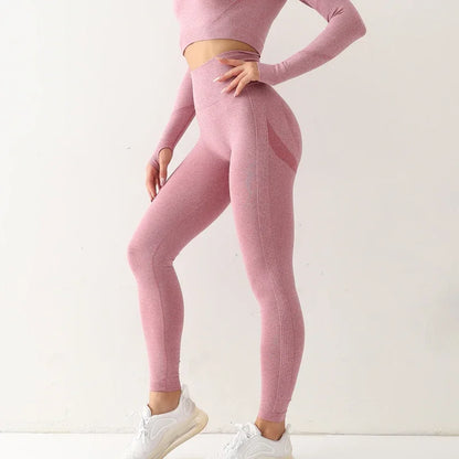 ASHEYWR Fitness Women Sport Seamless Leggings High Waist Elastic Solid Yoga Leggings Gym Trainning Joggings Pants Female Lo yoga