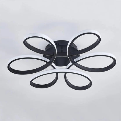 Modern Acrylic Petal LED Chandelier Ceiling Light, Black 74CM Cool White