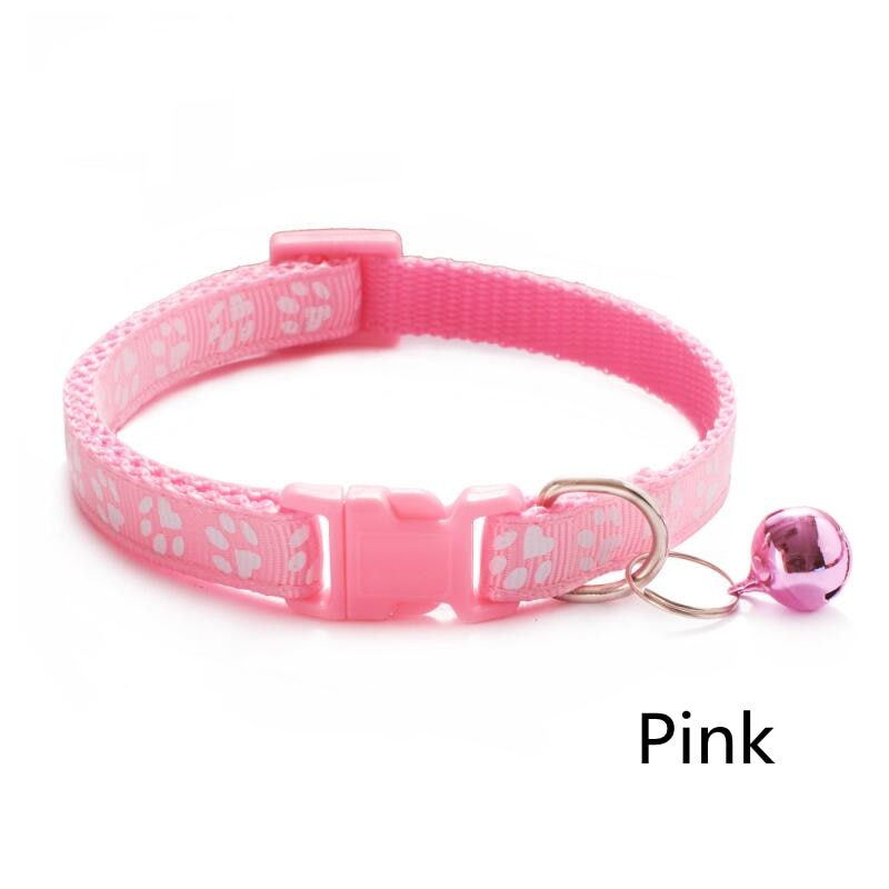 Pet Collar With Bell Cartoon Footprint Colorful for Dogs, Puppy, Cast. Adjustable Safety Bell Ring .