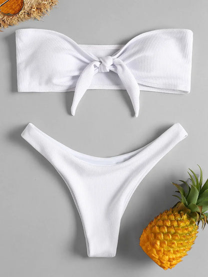 Women's Sexy Tube Top Bow Split Bikini