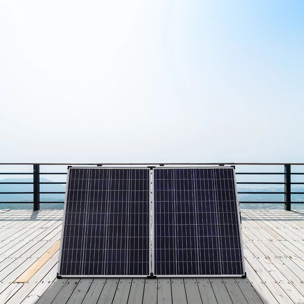 160W 12V Portable Folding Solar Panel Kit For Caravan RV Marine Trailer Camper