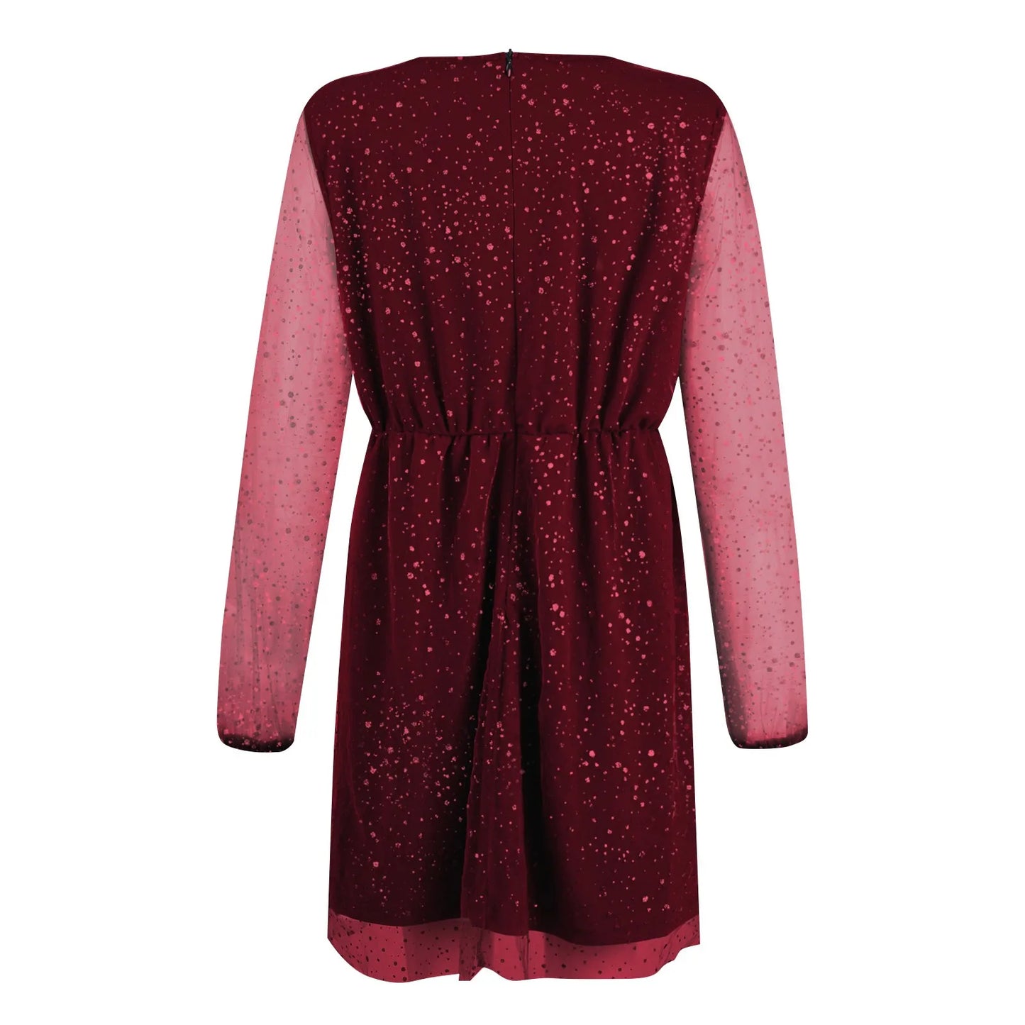 Sexy V-Neck Lace Slim Ruffles Dress