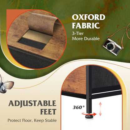 Chest of Drawers,5 Fabric Drawers Cabinet with Easy Pull Handle,Wood Top and Sturdy Steel Frame for Bedroom,Living Room