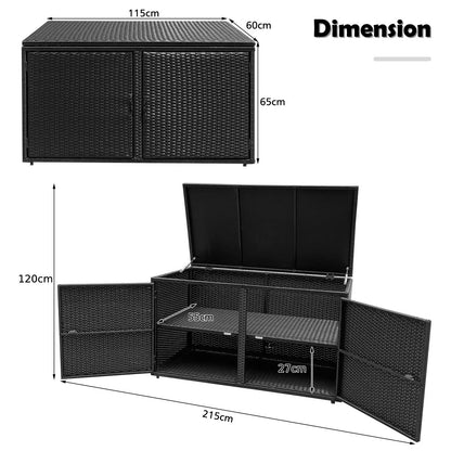 GOFLAME Outdoor PE Wicker Storage Box 330L Garden Patio Storage Container
