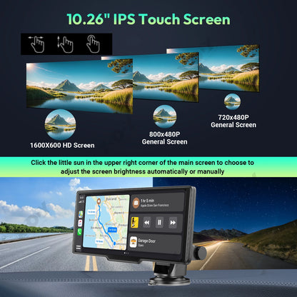 XGODY 10.26" 4K Dash Cam Wireless Carplay Android Auto Car DVR GPS WiFi Navigation Rearview Camera Dashboard Video