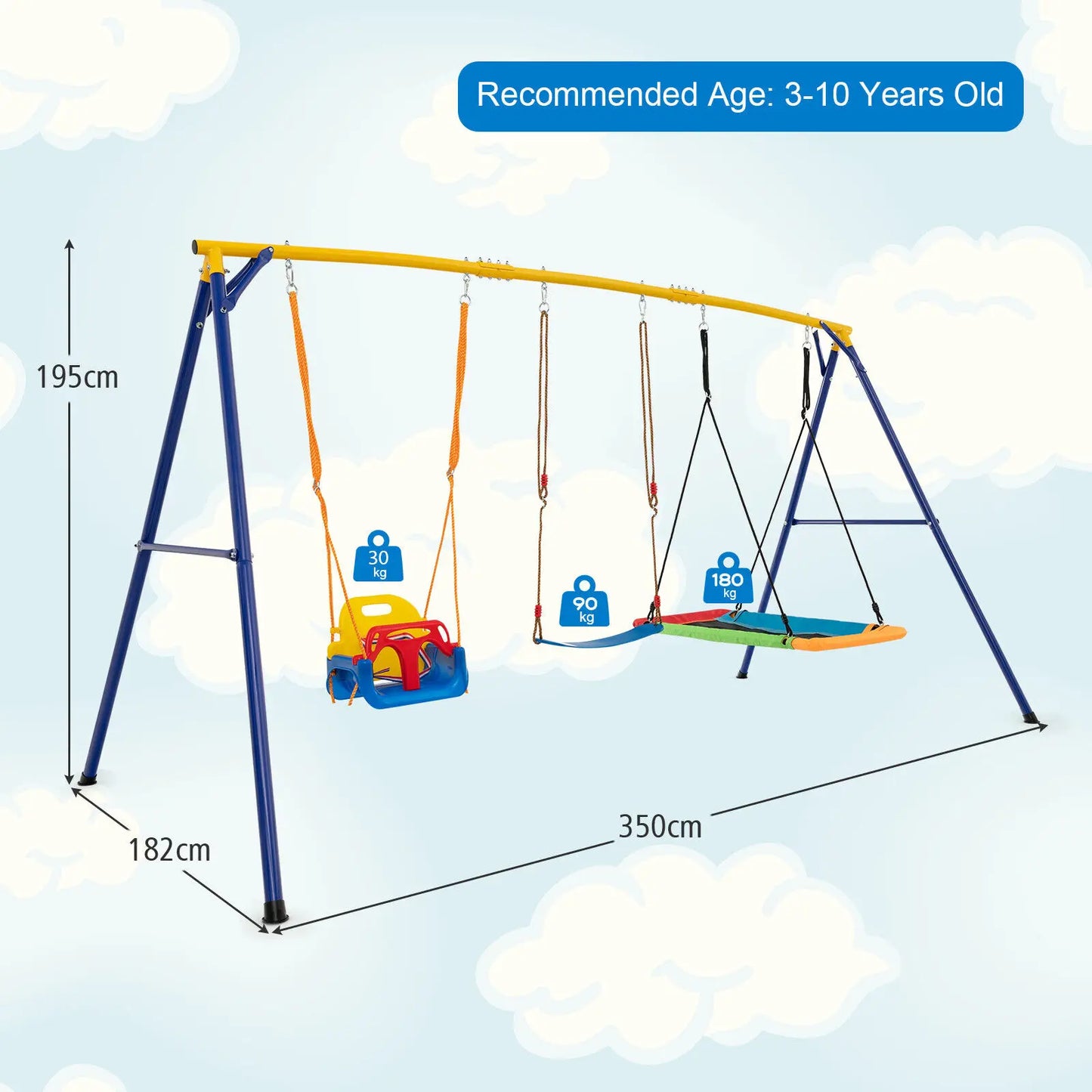 ERGOMASTER 300 kg Heavy Duty Swing Set Backyard Kids Swing Set Indoor & Outdoor Playset