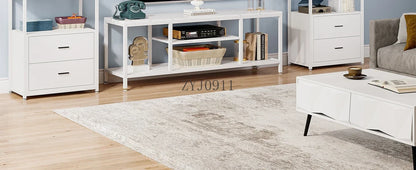 Bookcase 4-Tier White Bookshelf with 2 Drawers Etagere Standard Book Shelves Display Shelf for Home Office