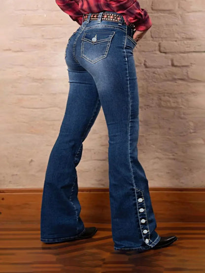 Women's Fashion High Waist Stretch Denim Flare Jeans