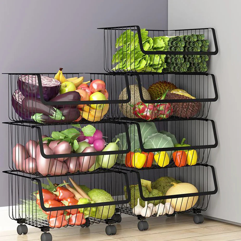3 Tier Iron Wire Fruit Vegetable Basket Storage Unit