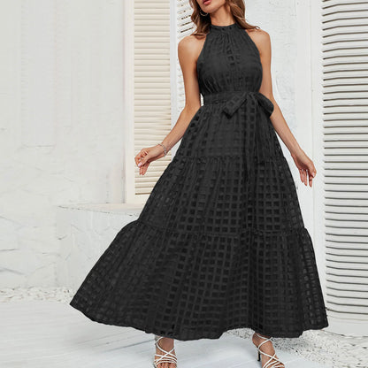 Elegant Sleeveless Halter Neck Maxi Dress