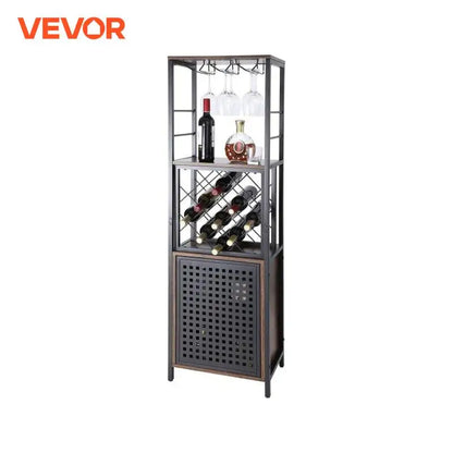VEVOR Wine Bar Cabinet Wine Table for Liquor & Glasses Freestanding Farmhouse Wood Bar Cabinet Natural